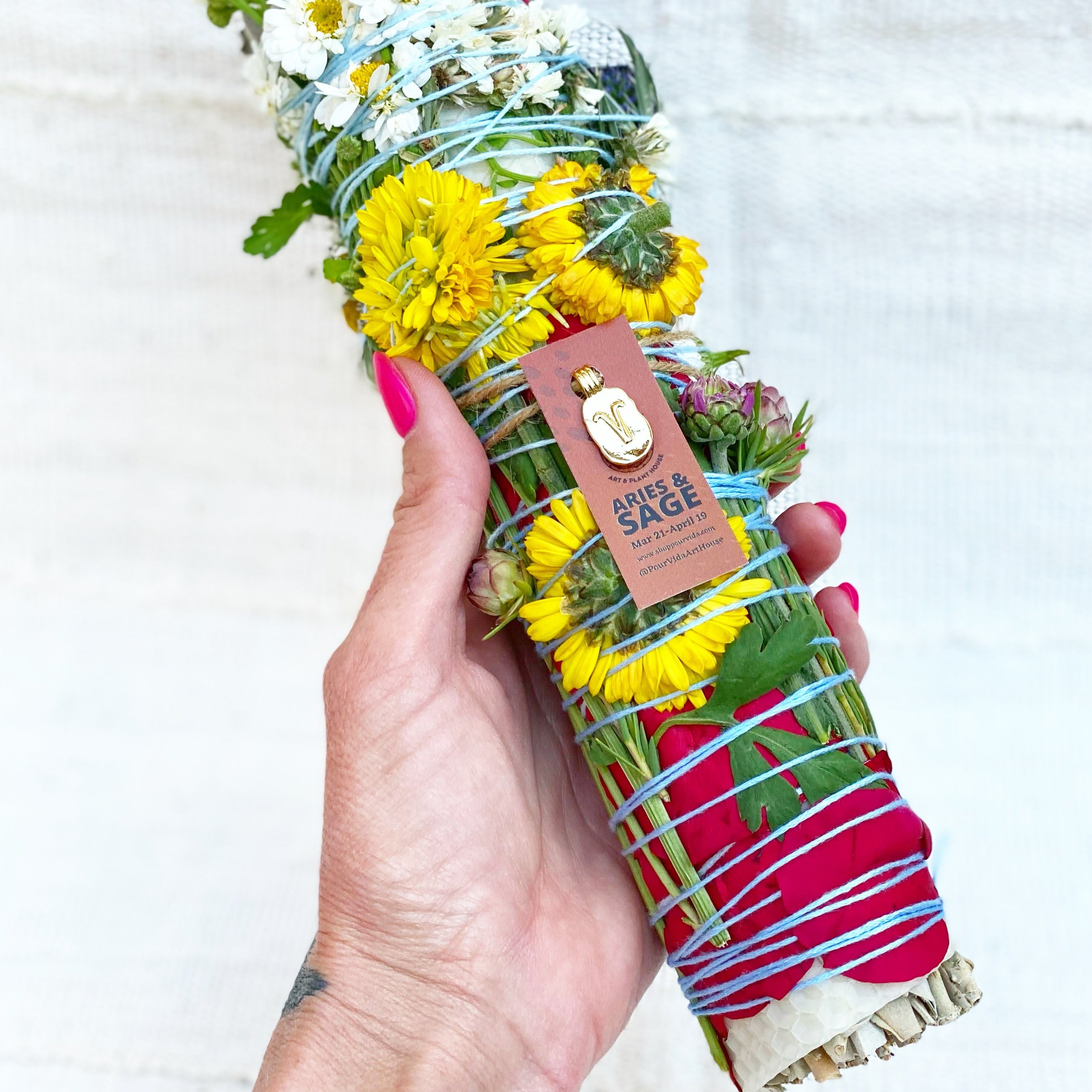 "Aries & Sage" Zodiac Sage Wand