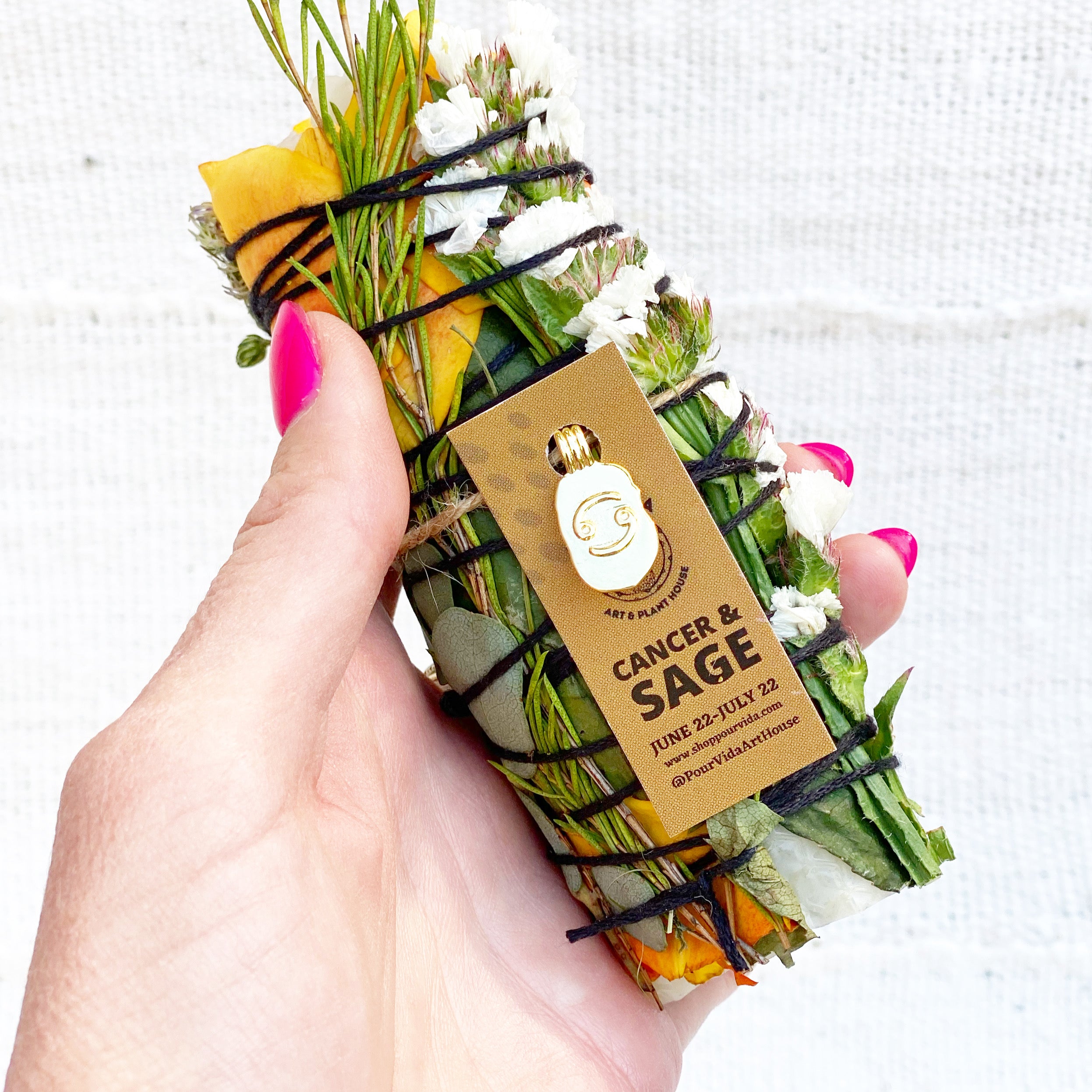 "Cancer & Sage" Zodiac Sage Wand