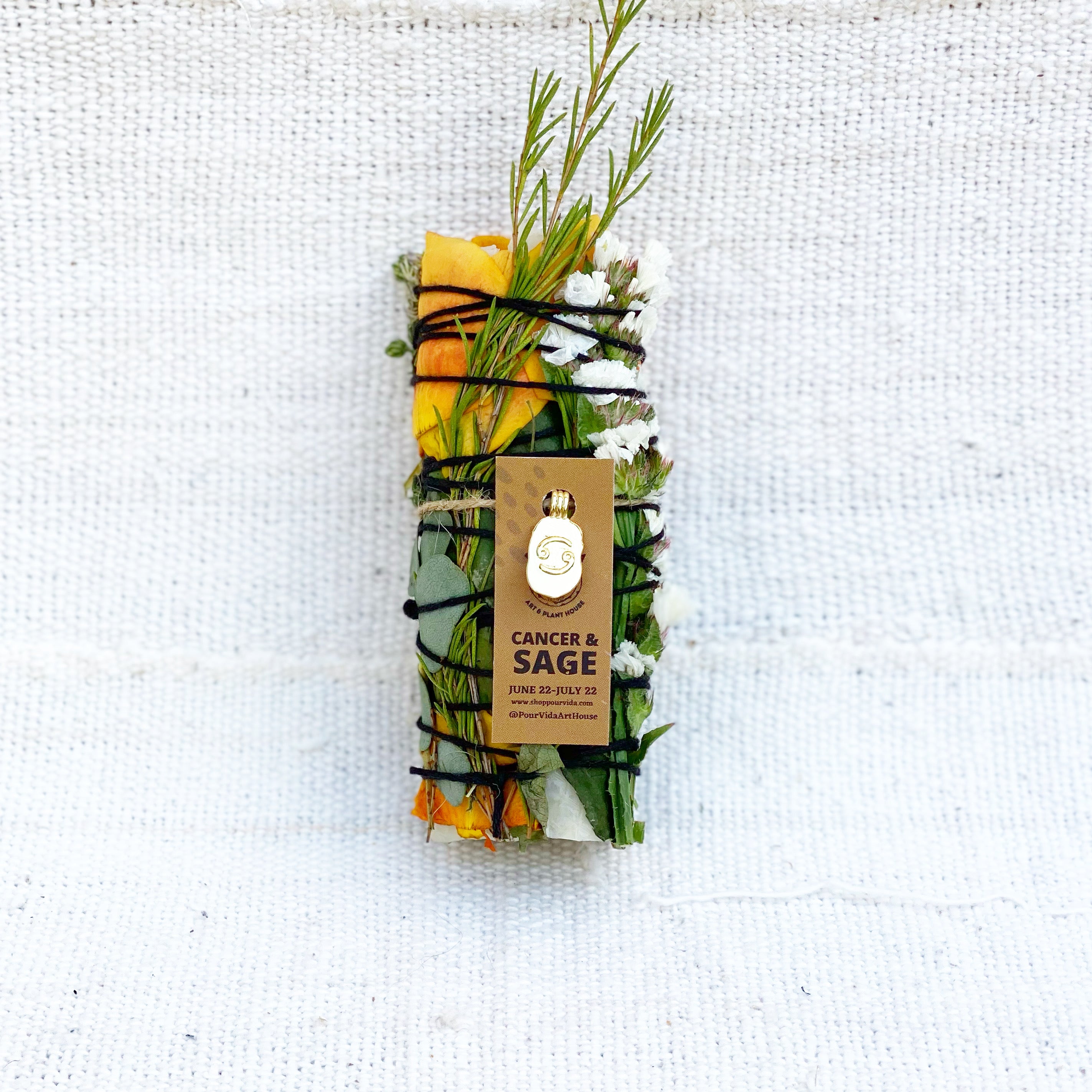 "Cancer & Sage" Zodiac Sage Wand