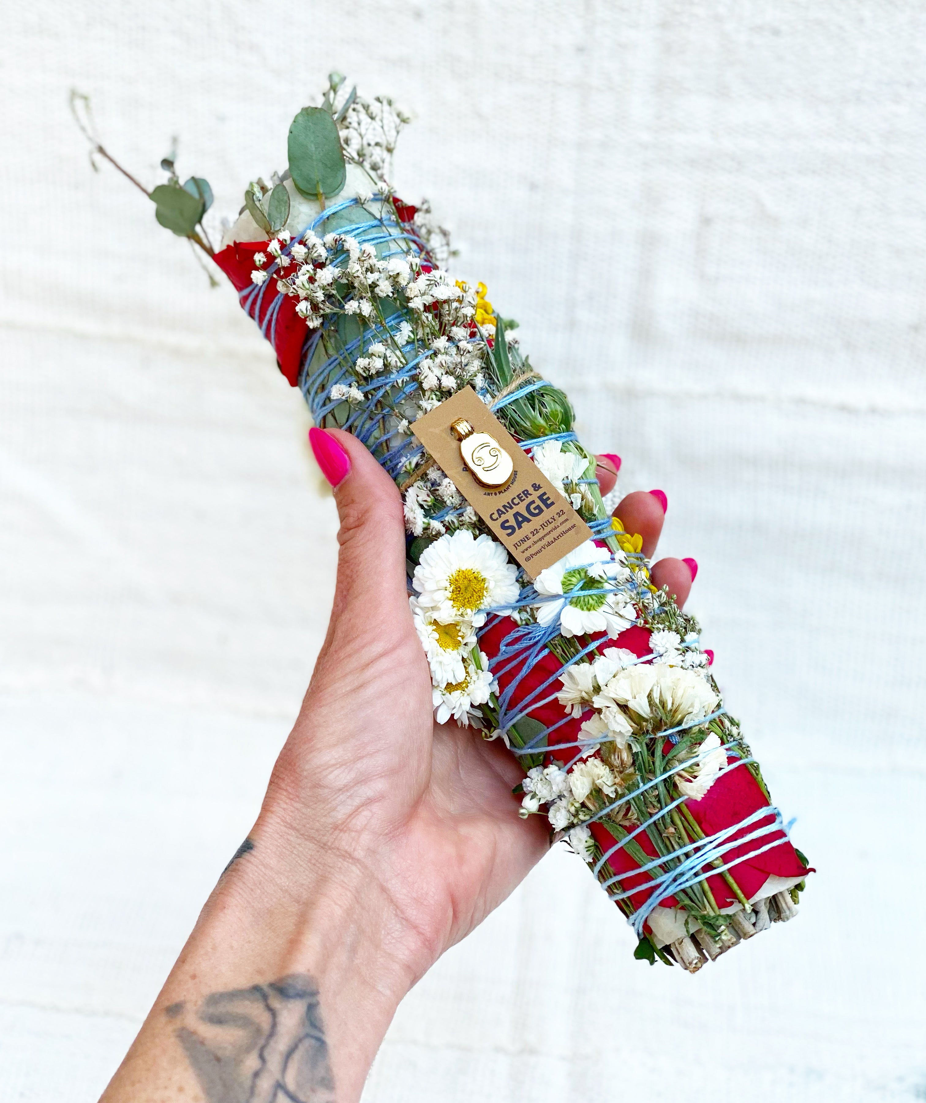 "Cancer & Sage" Zodiac Sage Wand